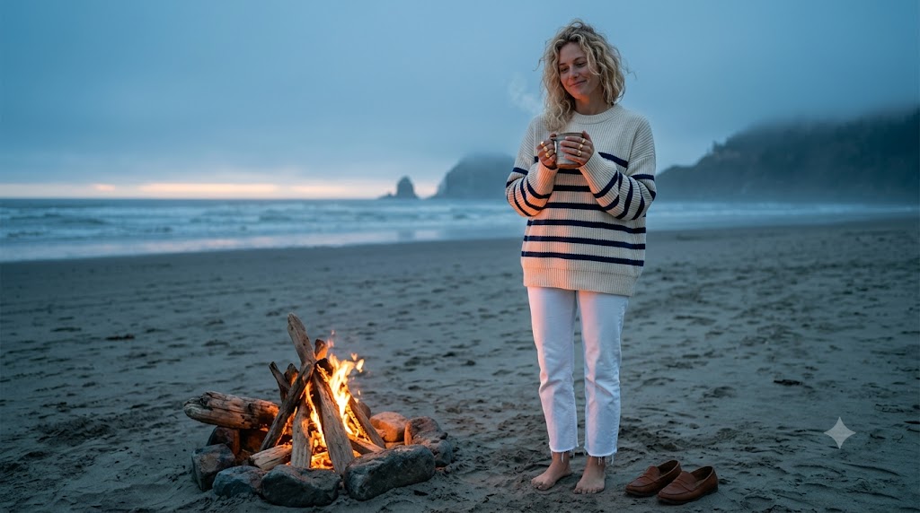 Chunky Striped Sailor Knit & White Pants